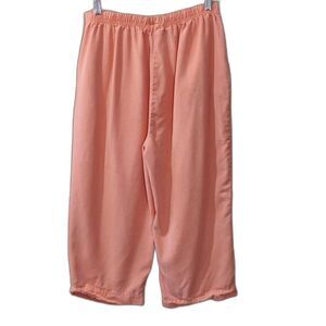 City Wear Vintage 90s Orange Capris with Elastic Waistband and Wide-Leg Cut